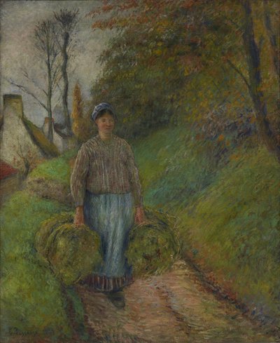 Peasants Carrying Two Bales of Hay by Camille Jacob Pissarro